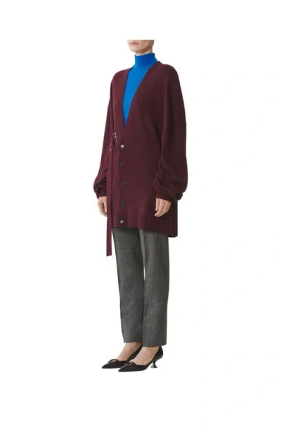 Lanvin Wool And Cashmere Oversized Cardigan In Brown