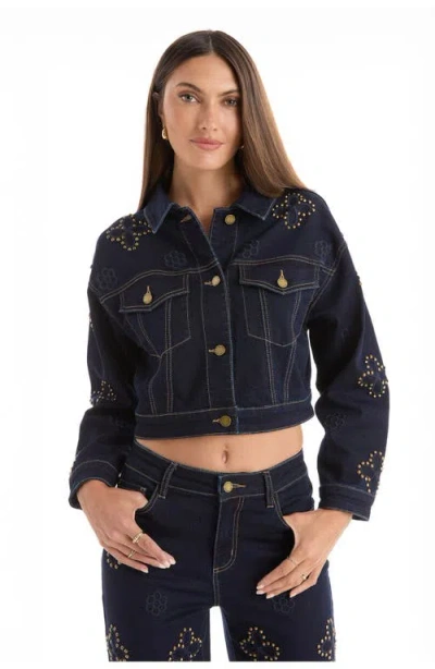 The Noli Shop Kaia Studded Jacket In Blue