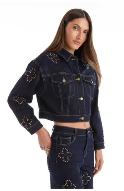 The Noli Shop Kaia Studded Jacket In Blue