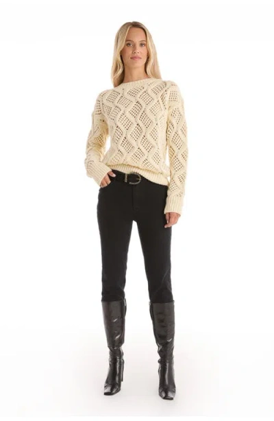 The Noli Shop Sonja Wave Sequin Sweater In Neutral
