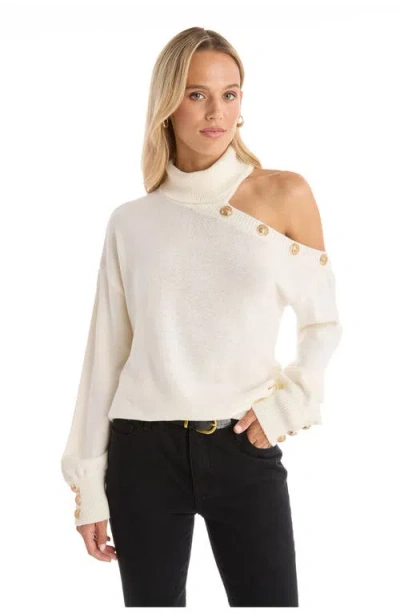 The Noli Shop Bridgette Button Sweater In White