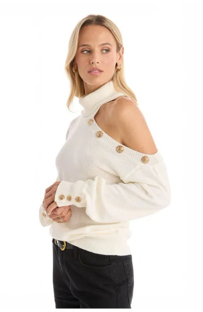 The Noli Shop Bridgette Button Sweater In White