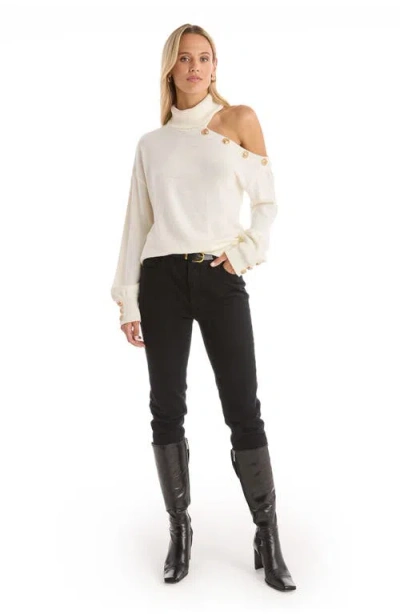 The Noli Shop Bridgette Button Sweater In White