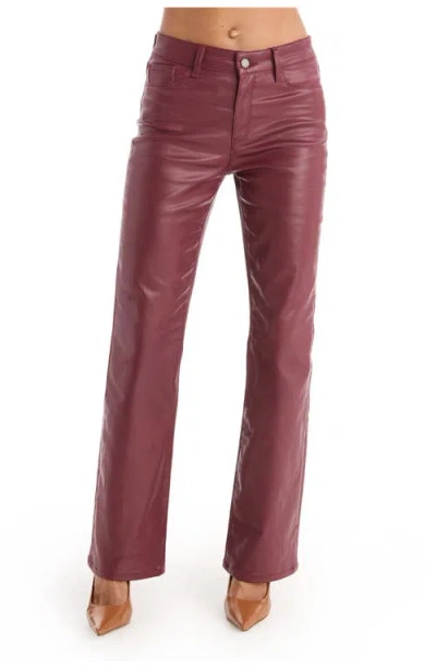 The Noli Shop Aria Coated Flare Jean In Burgundy
