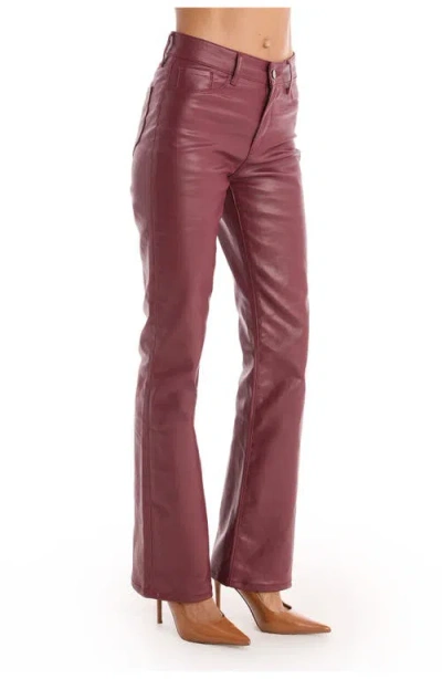 The Noli Shop Aria Coated Flare Jean In Burgundy
