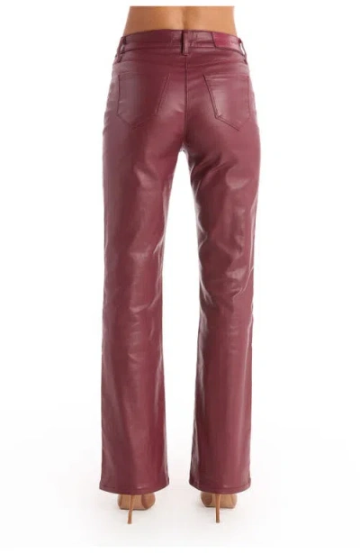 The Noli Shop Aria Coated Flare Jean In Burgundy