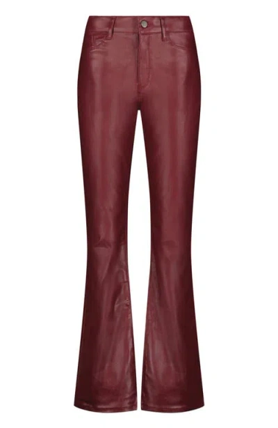 The Noli Shop Aria Coated Flare Jean In Burgundy