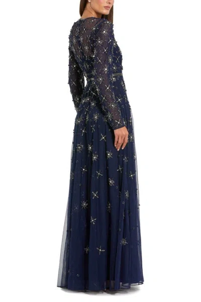 Mac Duggal 94216 Formal Long Beaded Mother Of The Bride Dress In Blue