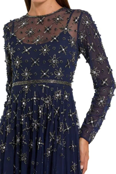 Mac Duggal 94216 Formal Long Beaded Mother Of The Bride Dress In Blue