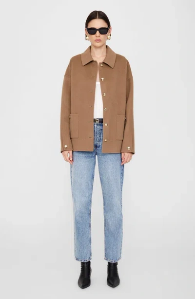 Anine Bing Luca Jacket In Camel Cashmere Blend In Brown
