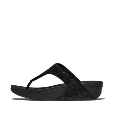 Fitflop Lulu Glitter Flip Flop In Black Glitter Faux Leather