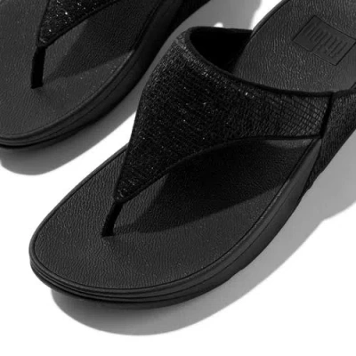 Fitflop Lulu Glitter Flip Flop In Black Glitter Faux Leather
