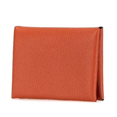 Pre-owned Hermes Brown Chevre Leather Coin Purse/coin Case ()