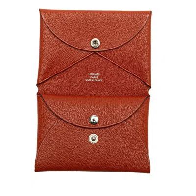 Pre-owned Hermes Brown Chevre Leather Coin Purse/coin Case ()