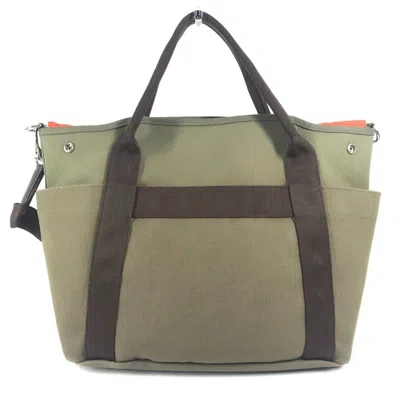 Pre-owned Hermes Brown Khaki Canvas Leather Shoulder Bag Tote Bag ()