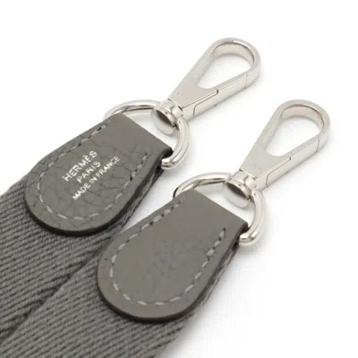 Pre-owned Hermes Gray Taurillon Clemence Leather Pochette Shoulder Bag ()