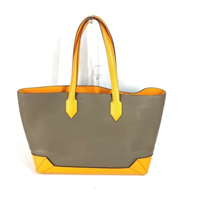 Pre-owned Hermes Grayish Yellow Epsom Leather Evercalf Leather Shoulder Bag Tote Bag ()