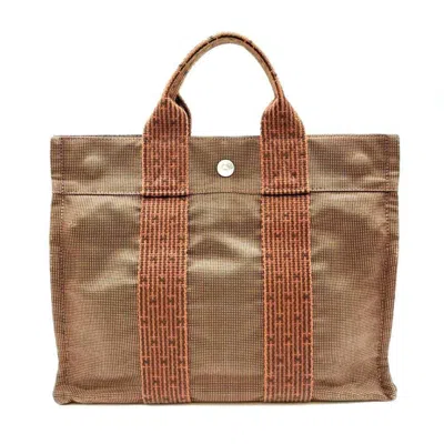 Pre-owned Hermes Her Line Brown Canvas Handbag Tote Bag ()