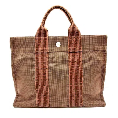 Pre-owned Hermes Her Line Brown Canvas Handbag Tote Bag ()