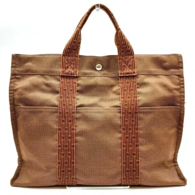 Pre-owned Hermes Her Line Brown Canvas Handbag Tote Bag ()