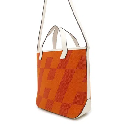 Pre-owned Hermes Kara Feu Swift Leather Toile H Tote Bag ()
