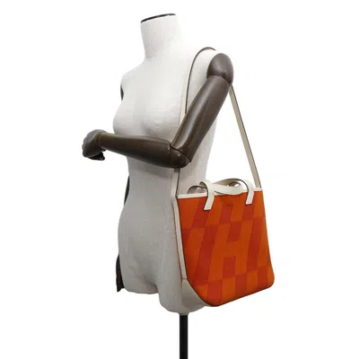 Pre-owned Hermes Kara Feu Swift Leather Toile H Tote Bag ()