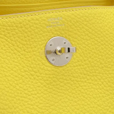 Pre-owned Hermes Lime Taurillon Clemence Leather Shoulder Bag ()