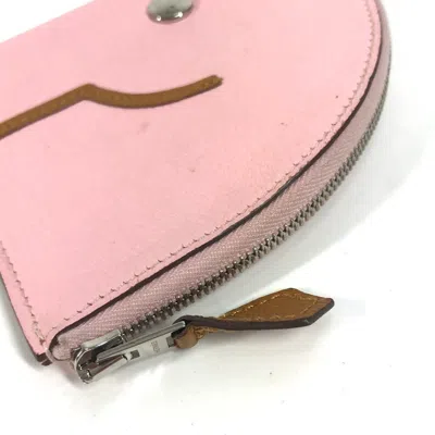 Pre-owned Hermes Pink Chevre Leather Coin Purse/coin Case ()
