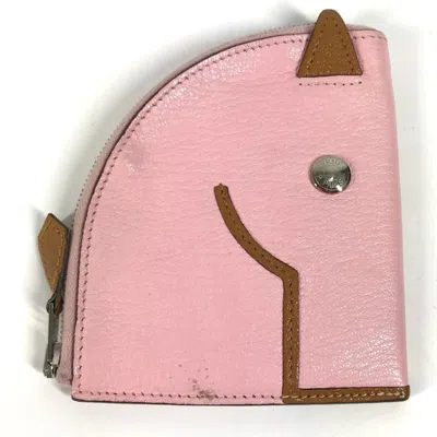 Pre-owned Hermes Pink Chevre Leather Coin Purse/coin Case ()