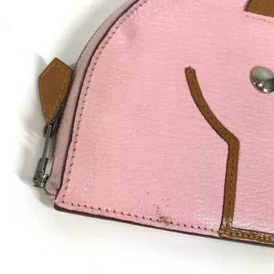 Pre-owned Hermes Pink Chevre Leather Coin Purse/coin Case ()