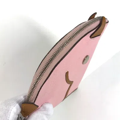 Pre-owned Hermes Pink Chevre Leather Coin Purse/coin Case ()