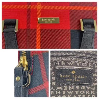 Pre-owned Kate Spade Black Red Color Canvas Leather Handbag Shoulder Bag ()
