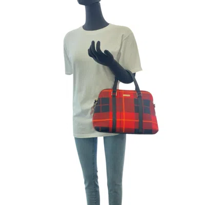 Pre-owned Kate Spade Black Red Color Canvas Leather Handbag Shoulder Bag ()