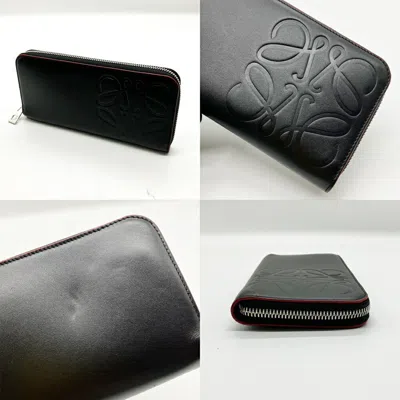 Pre-owned Loewe Black Leather Long Wallet (bi-fold) ()