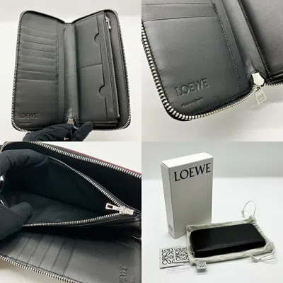 Pre-owned Loewe Black Leather Long Wallet (bi-fold) ()