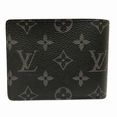 Pre-owned Louis Vuitton Black Gray Monogram Eclipse Wallet (bi-fold) () In Multi