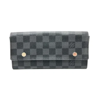 Pre-owned Louis Vuitton Black Damier Graphite Long Wallet (bi-fold) ()