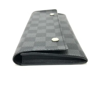 Pre-owned Louis Vuitton Black Damier Graphite Long Wallet (bi-fold) ()