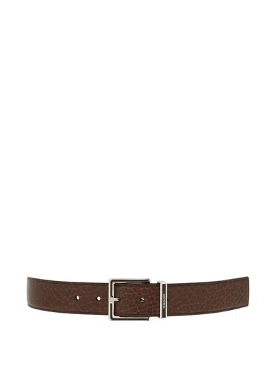 Ferragamo Fixed Belt With A Square Buckle In Burgundy