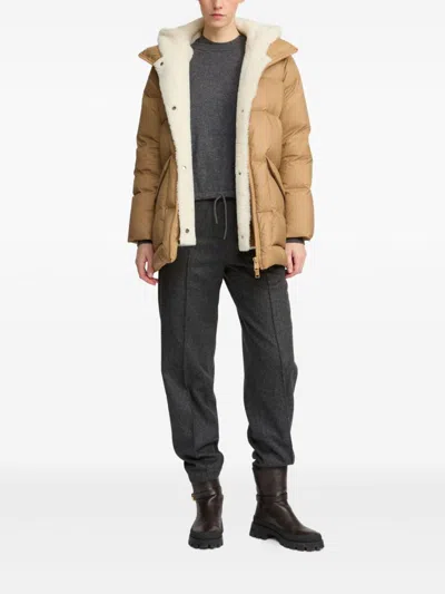Yves Salomon Down Jacket In Brown