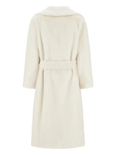 Herno Coat In Soft Alternative Fur In Neutral