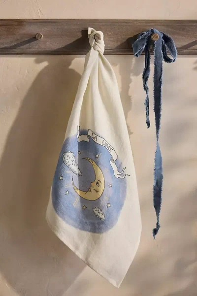 Ex-libris Paris Tarot Linen Dish Towel, La Lune In Multi