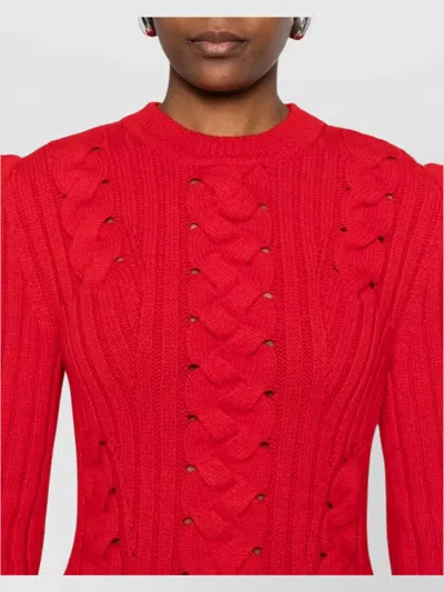 Alexander Mcqueen Ribbed And Cable-knit Wool And Cashmere-blend Mini Dress In Red