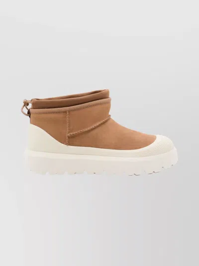 Ugg Cl Ultra Mini Weathe Ankle Boots In Leather Color Suede In Brown