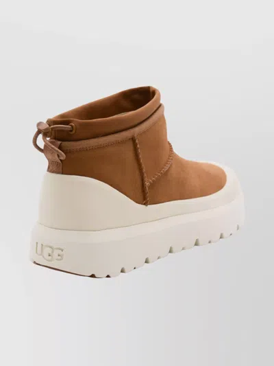 Ugg Cl Ultra Mini Weathe Ankle Boots In Leather Color Suede In Brown