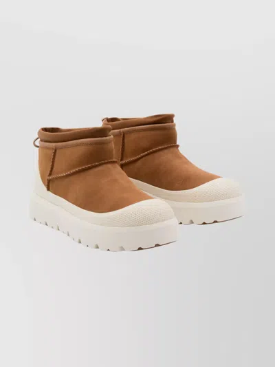 Ugg Cl Ultra Mini Weathe Ankle Boots In Leather Color Suede In Brown