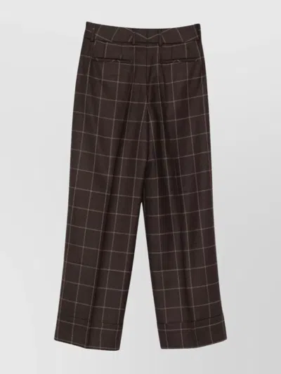 Incotex Wool Trousers Featuring Checked Design In Brown