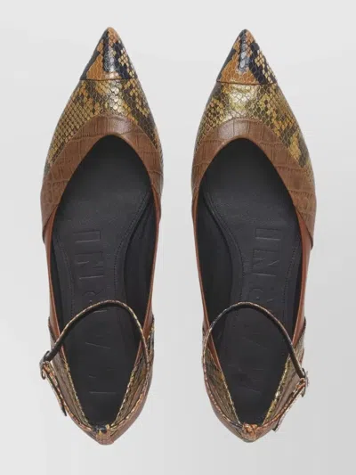 Marni Pointed-toe Ballet Flats With Ankle Strap In Brown