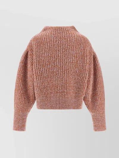 Dries Van Noten Chunky Knit High Neck Sweater With Brooch In Neutral