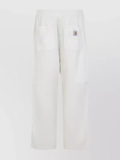 Carhartt Relaxed Fit Casual Pants With Elastic Waistband And Large Pockets In White